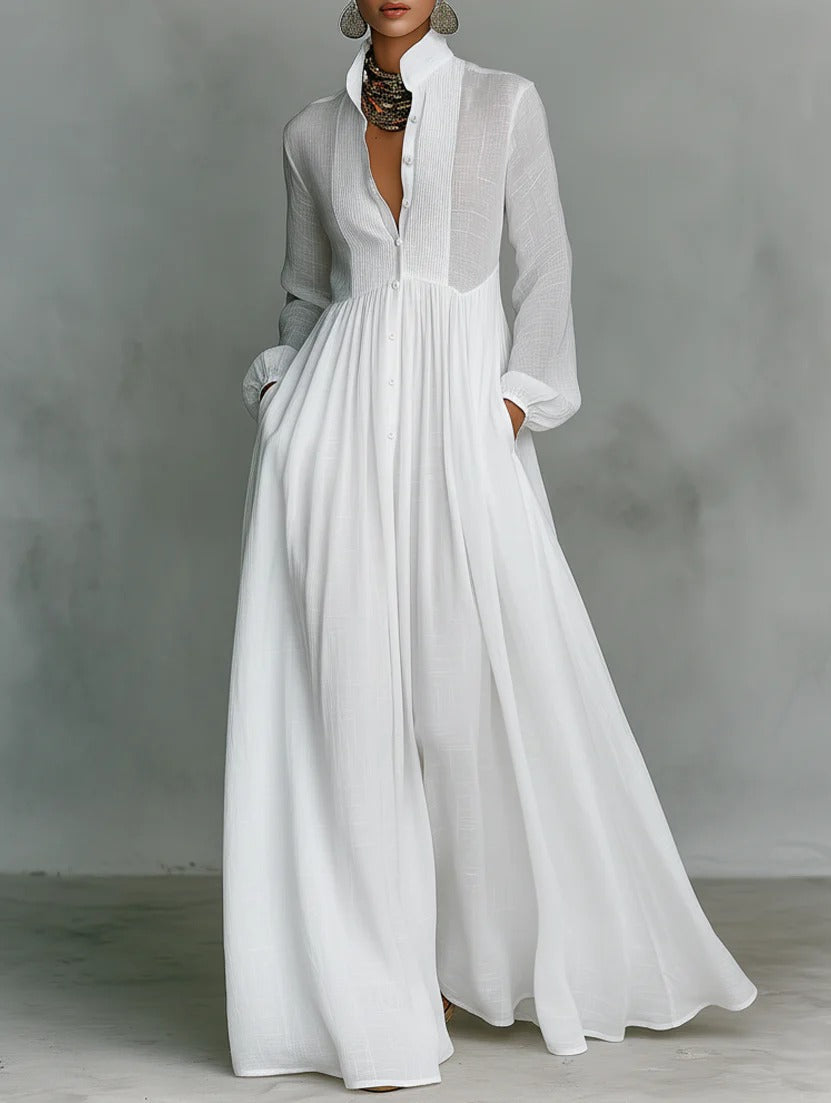 Celine | Flowing Button-Front Maxi Dress  donnas dresses