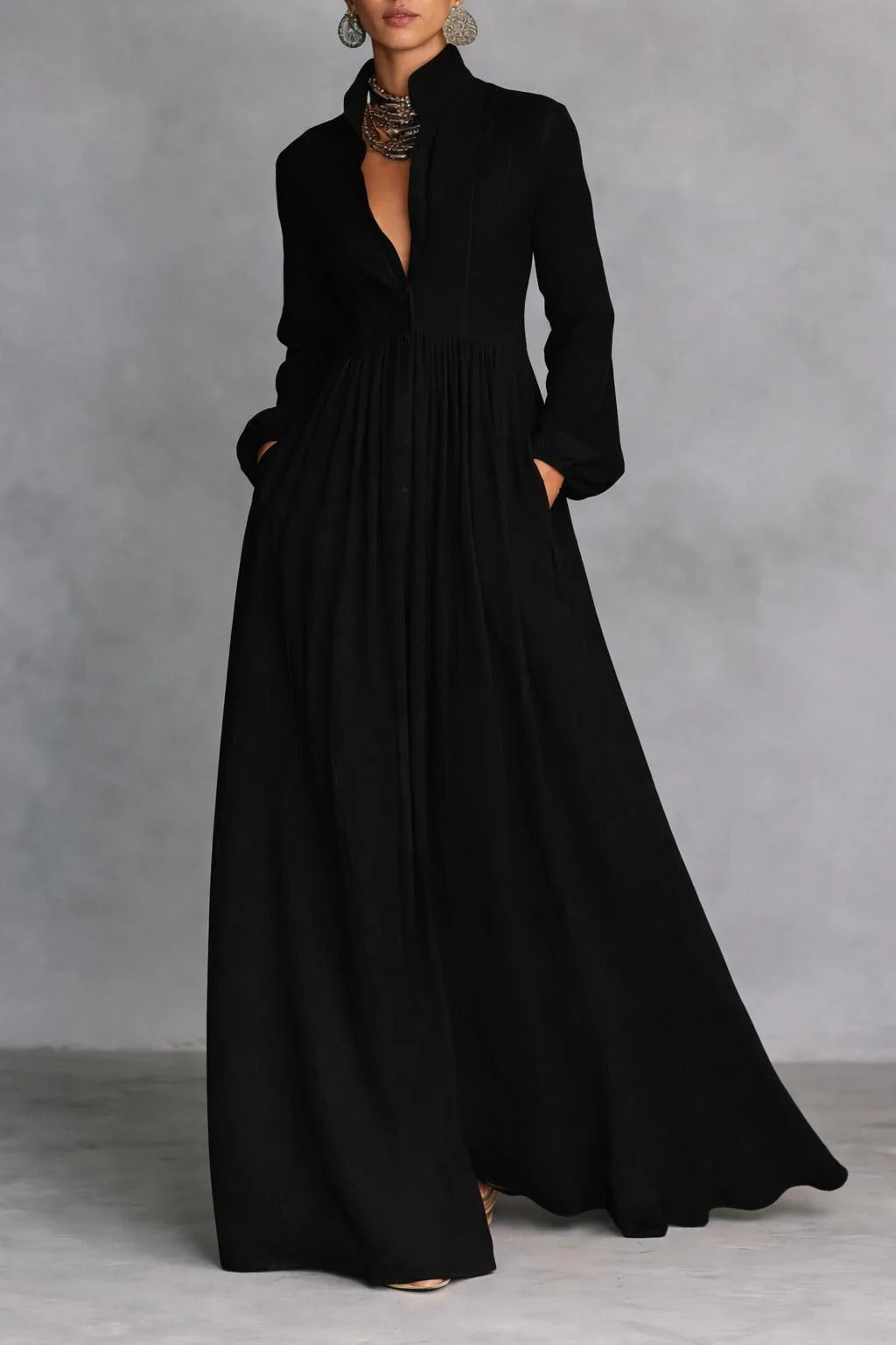 flowing maxi dresses with sleeves green dress long sleeve maxi Yolanda Long Sleeve Maxi Dress