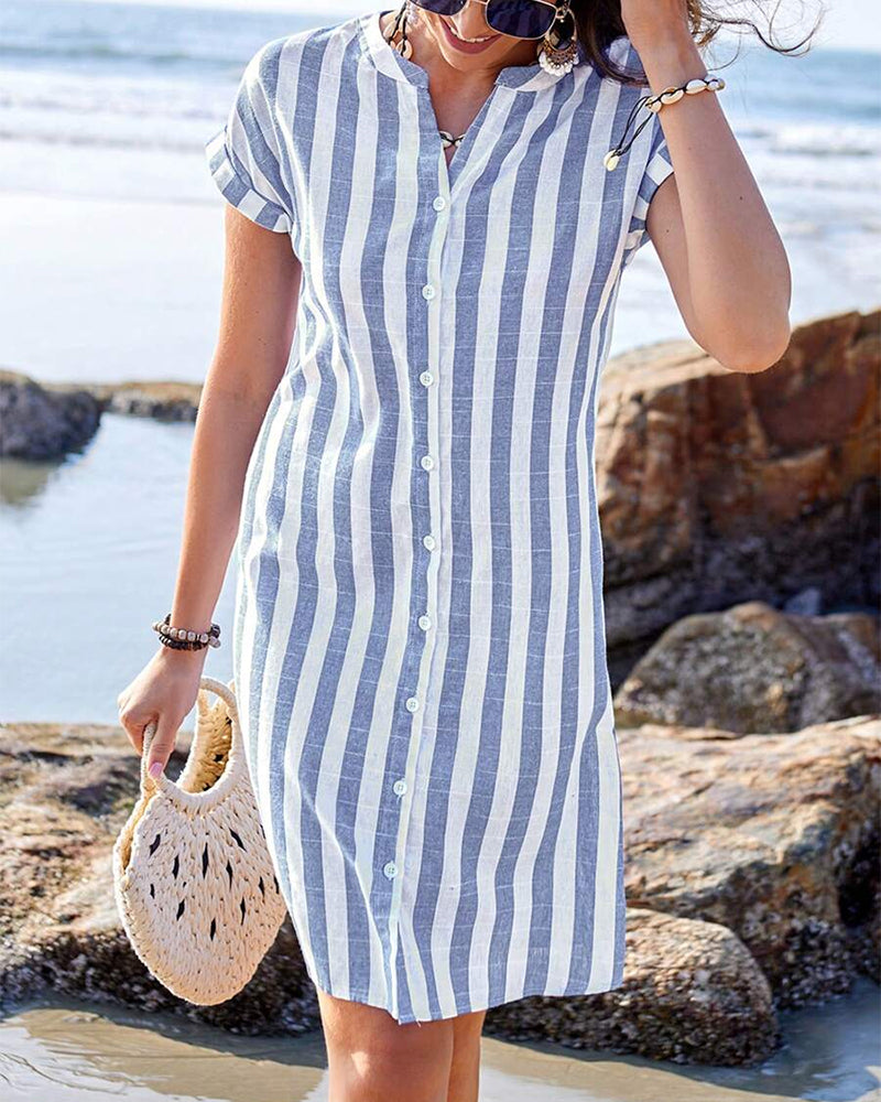 Brianna | Elegant Cotton Striped Dress