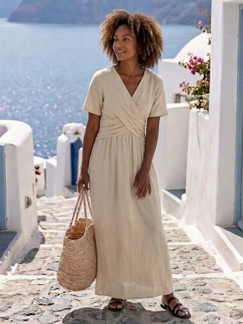 amma sculpt v neck midi dress Alvara