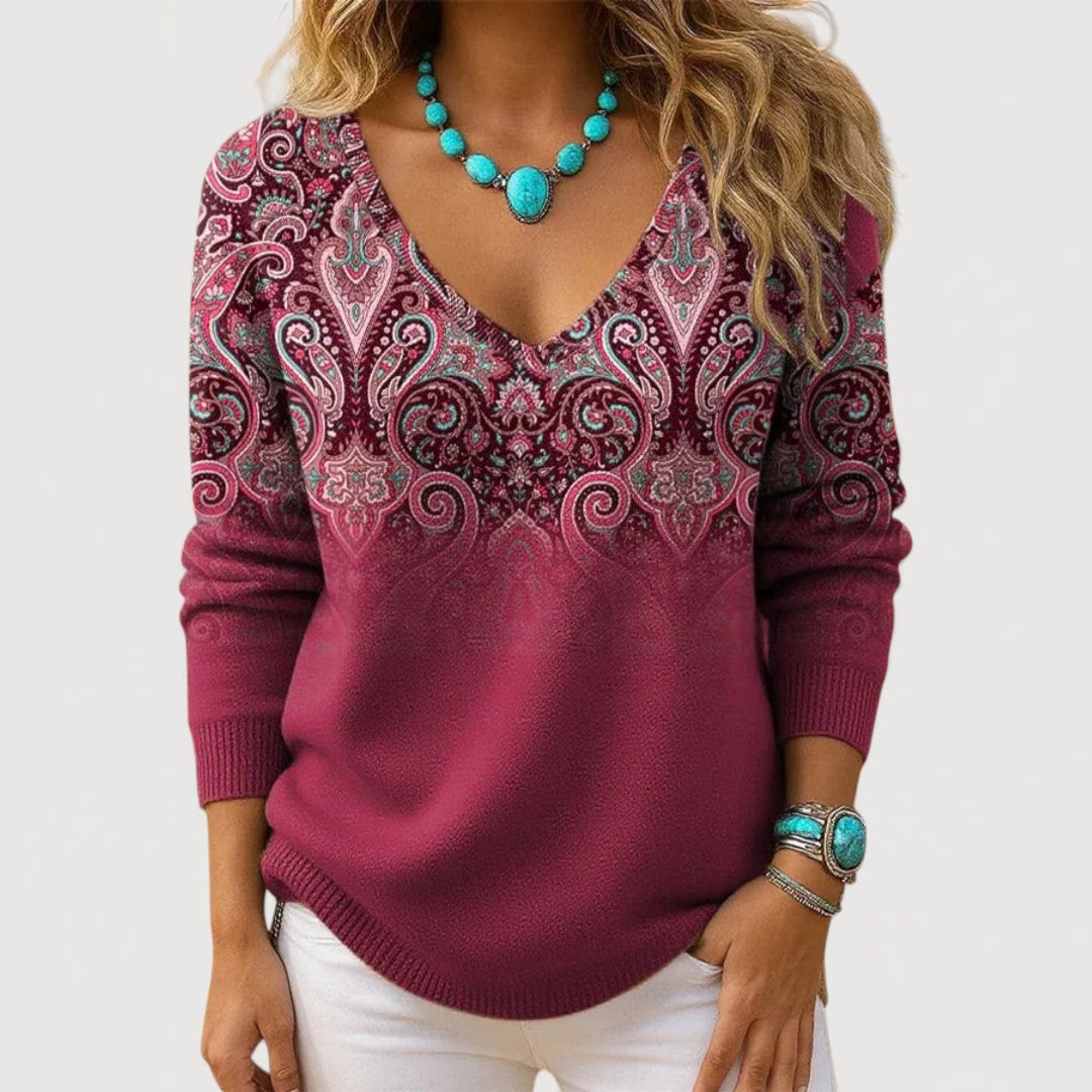 Amelia | Graceful V-Neck Long Sleeve Top