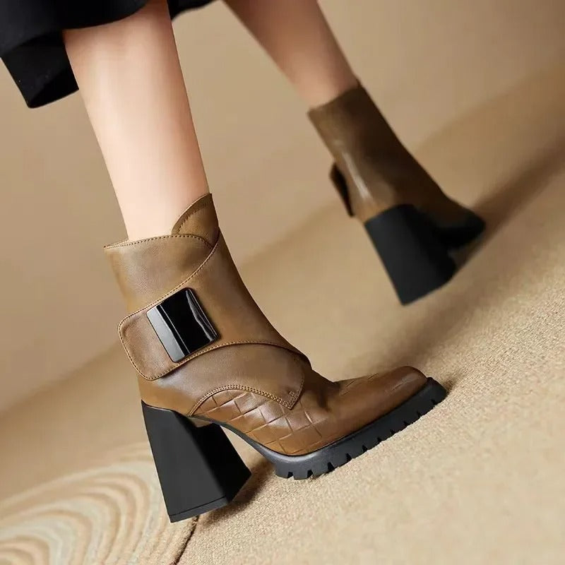 Abigail™ | Ankle Block Heel With Strap Detail
