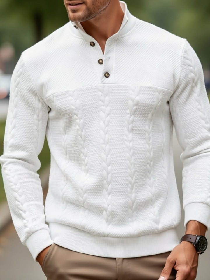 Callum | Textured Stand-Collar Henley