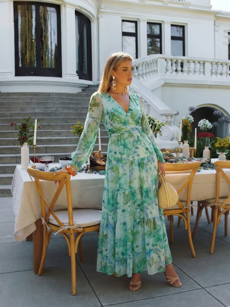 maxi floral dresses with sleeves Althea