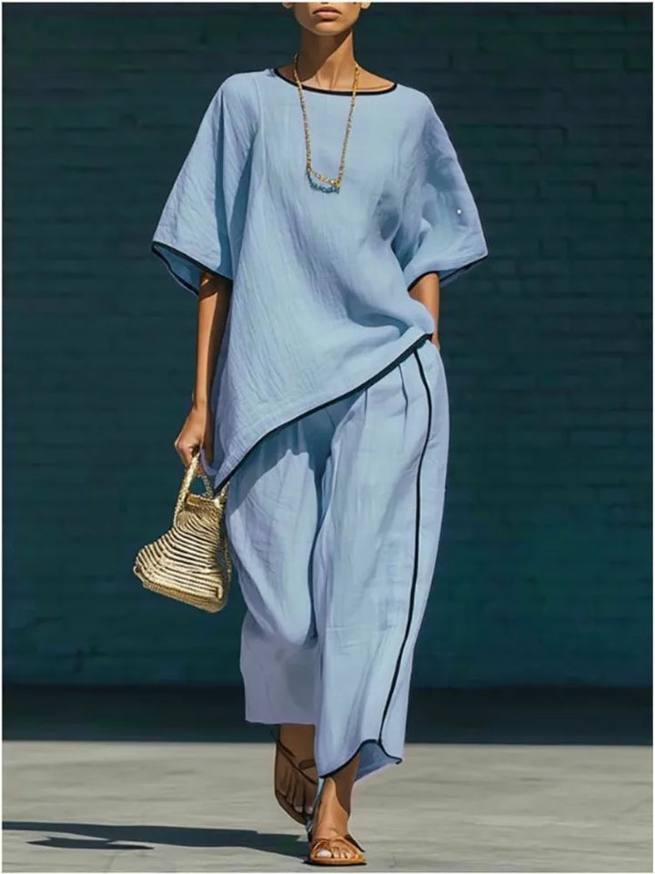 Anila Linen Cropped Pants Set