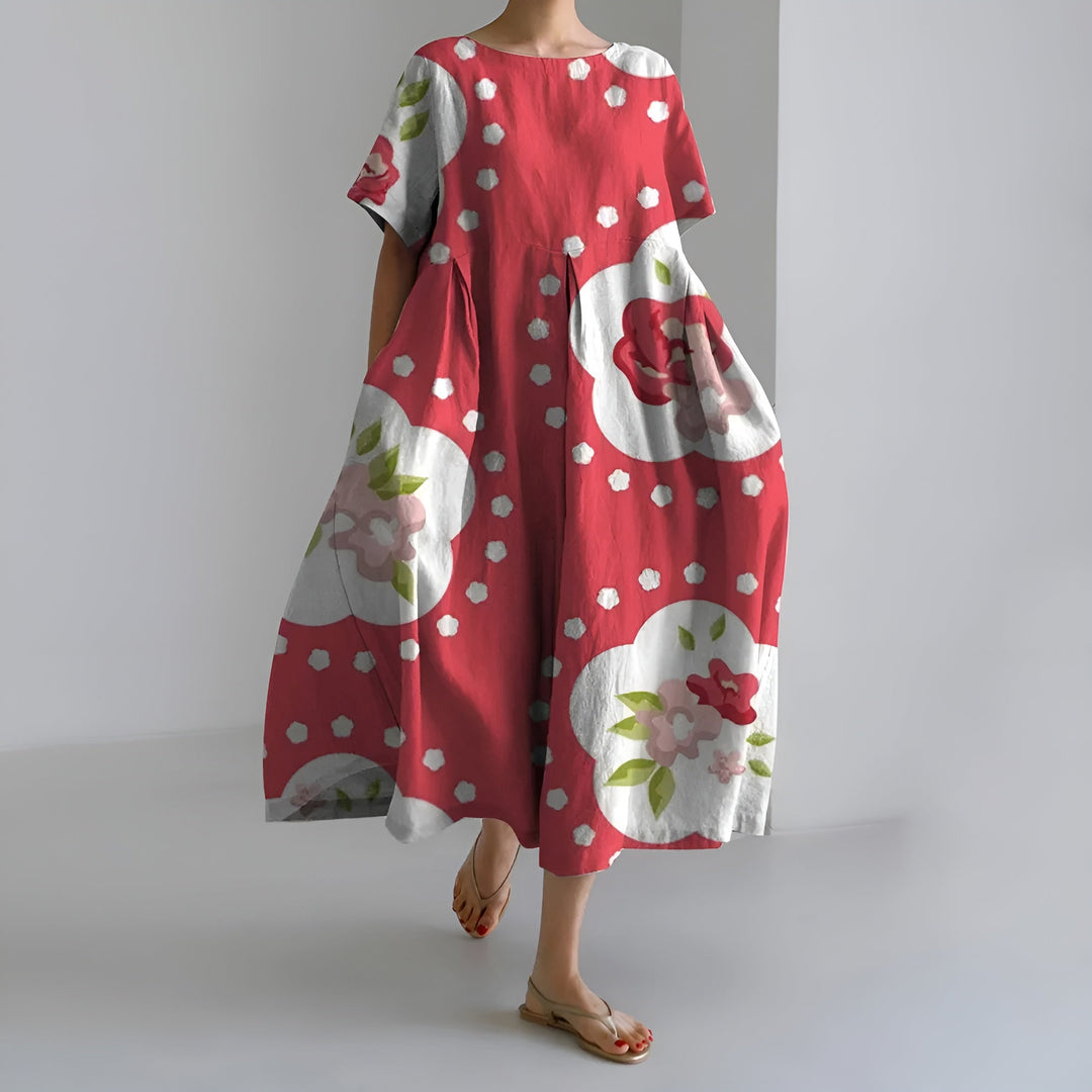 Meeri | Artistic maxi dress with vintage floral pattern and effortless elegance