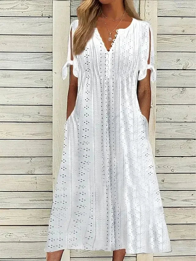 isa cotton dress Isa - Belted Cotton Midi Shirt Dress - White