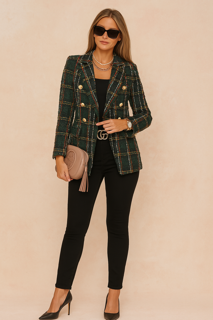 Camille Dubois | Tweed Check Blazer Jacket For Women