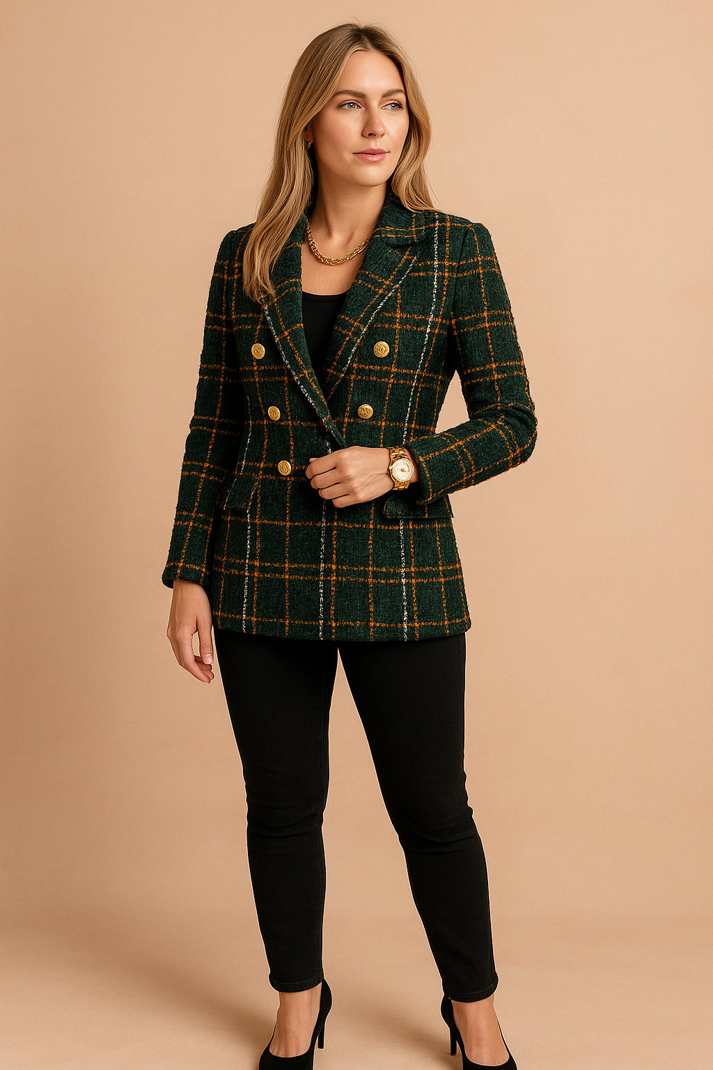 Camille Dubois | Tweed Check Blazer Jacket For Women