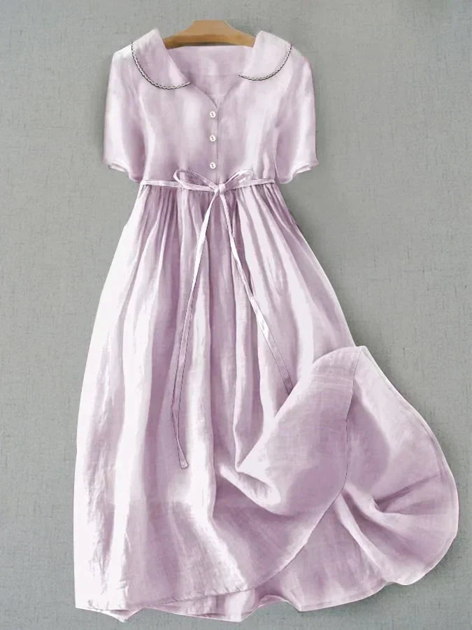 Isla - Elegant Cotton Linen Mid Sleeve Dress donnas dresses Isla - Elegant Cotton Linen Mid Sleeve Dress donnas dresses