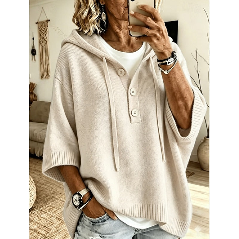 Camryn | Relaxed Hooded Button Sweater