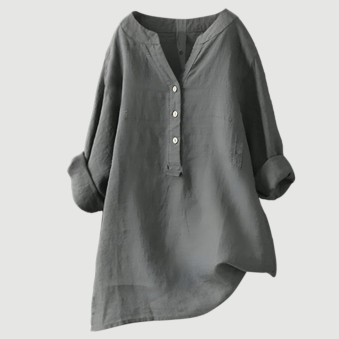 Carina | Refined V-Neck Button-Down Shirt