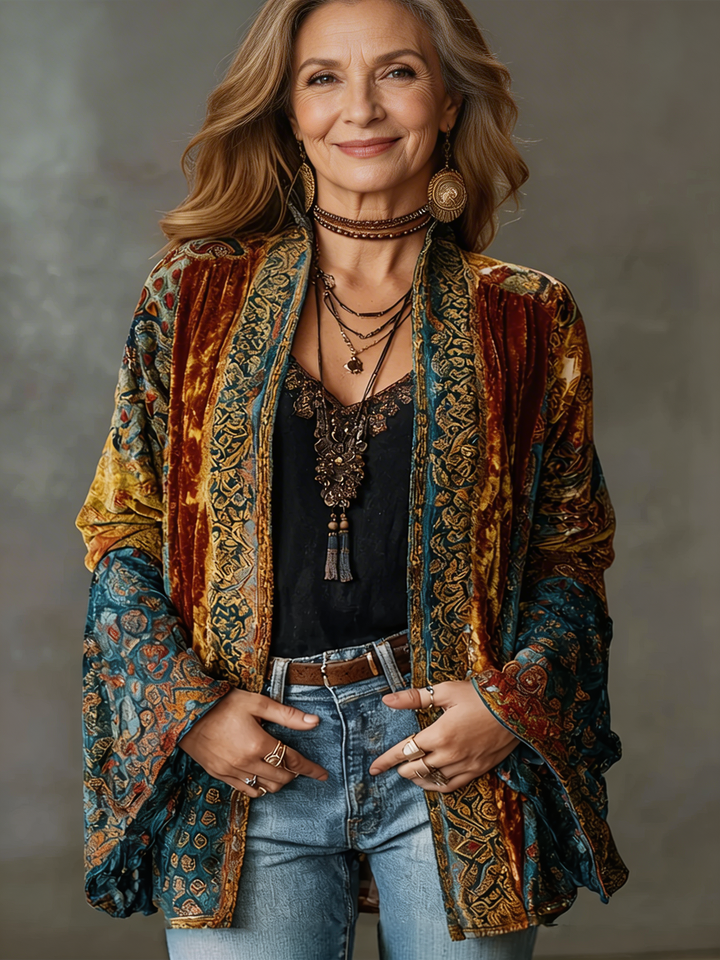 Amelie | Stylish Velvet-Touch Bohemian Cardigan