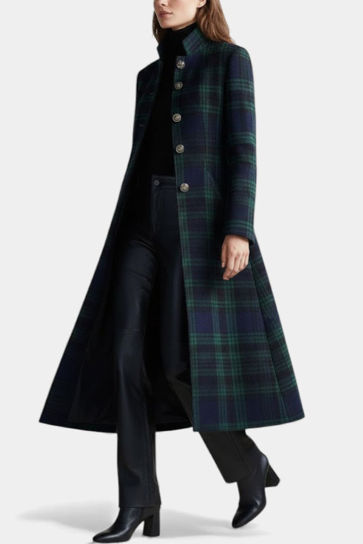 Bea | Timeless Plaid Statement Long Coat