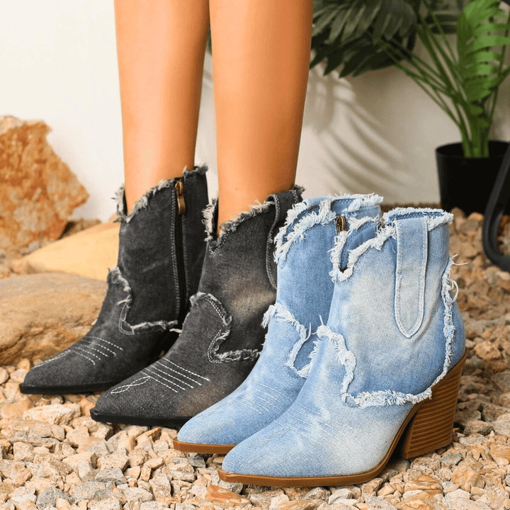 Amelia™ | Ankle Block Heel With Side Zip