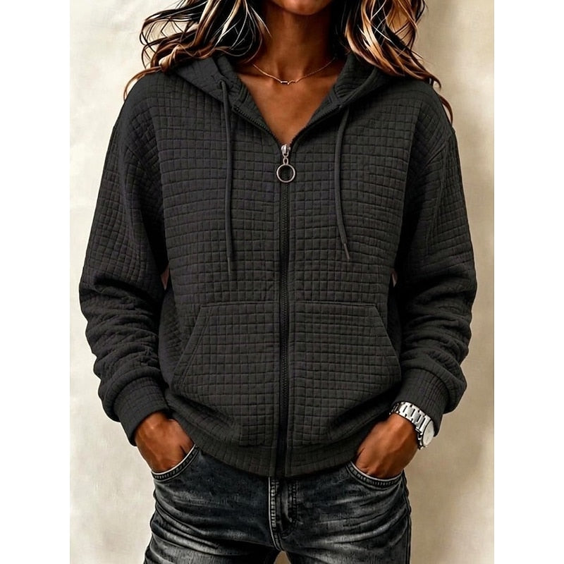 Colleen | Textured Zip-Up Hoodie