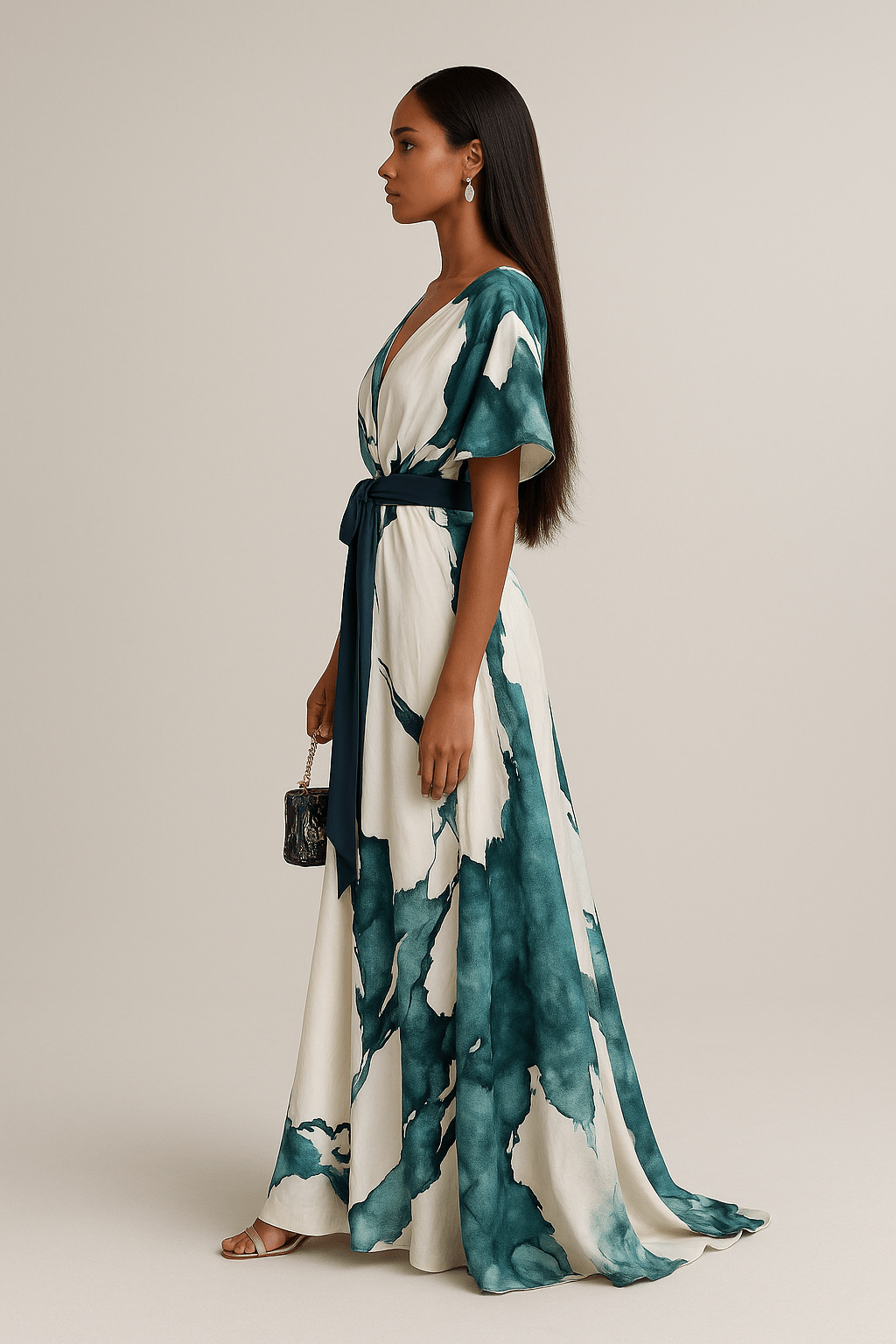 Althea | Watercolor Print Long Dress