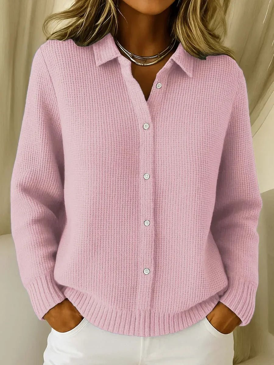 Amelia | Women's Collared Button-Down Textured Knit Sweater Cardigan