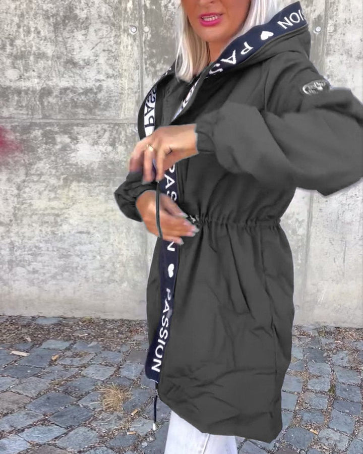 Aria | Women's Hooded Drawstring Midi Parka Coat