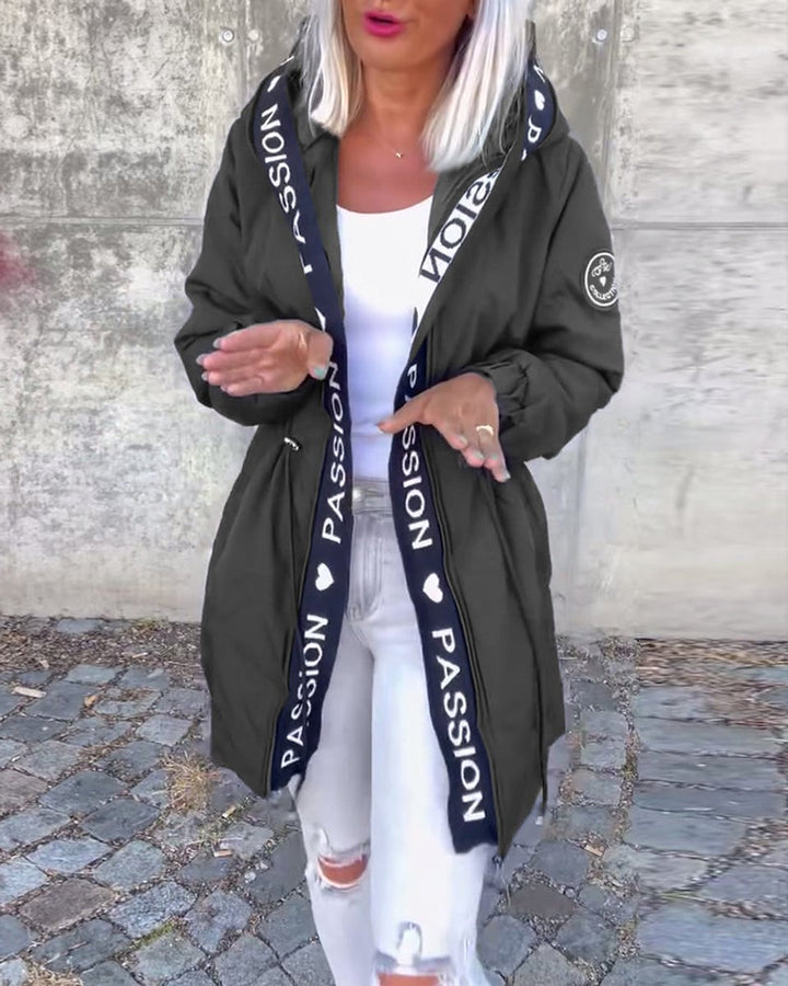 Aria | Women's Hooded Drawstring Midi Parka Coat