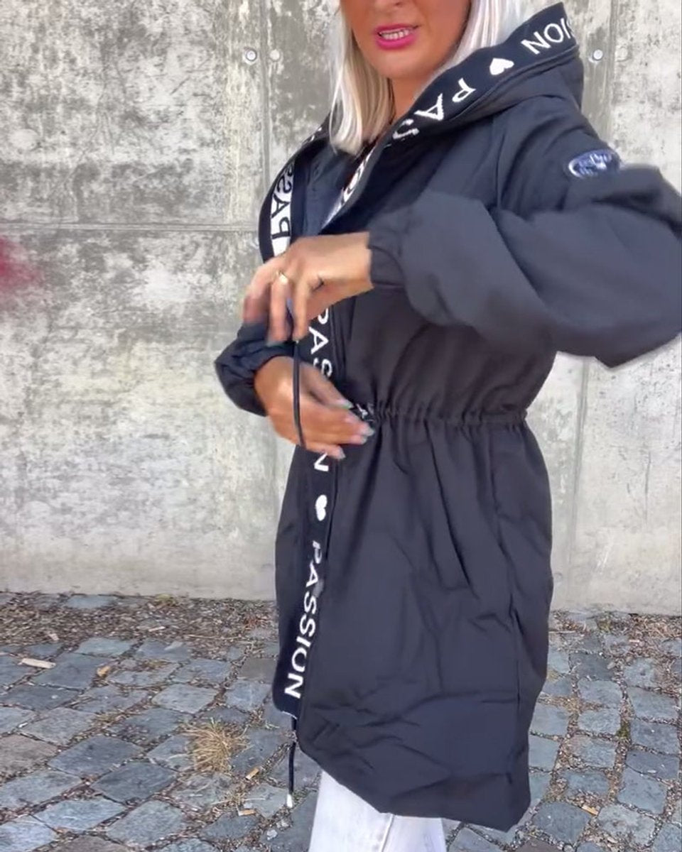 Aria | Women's Hooded Drawstring Midi Parka Coat