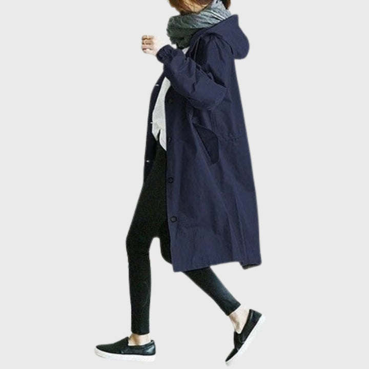 Amelia | Women's Hooded Waterproof Relaxed-Fit Long Trench Coat