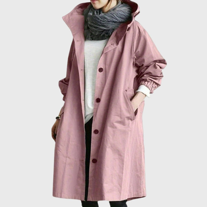 Amelia | Women's Hooded Waterproof Relaxed-Fit Long Trench Coat