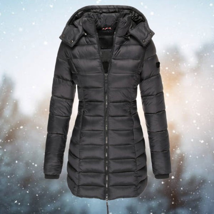 Amelia | Women's Long Hooded Puffer Quilted Jacket Zip-Up Winter Coat