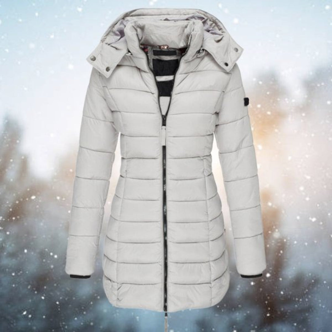 Amelia | Women's Long Hooded Puffer Quilted Jacket Zip-Up Winter Coat