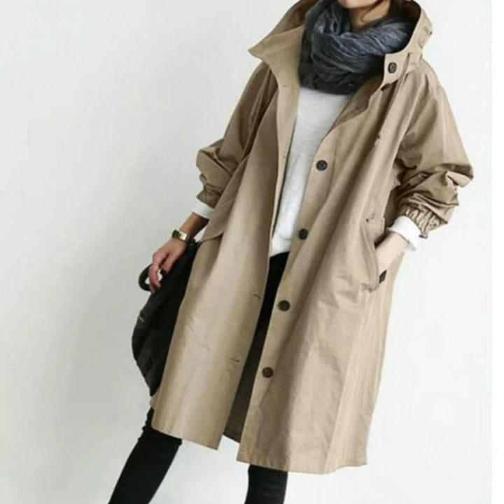 Amelia | Women's Oversized Water-Resistant Button-Front Trench Coat